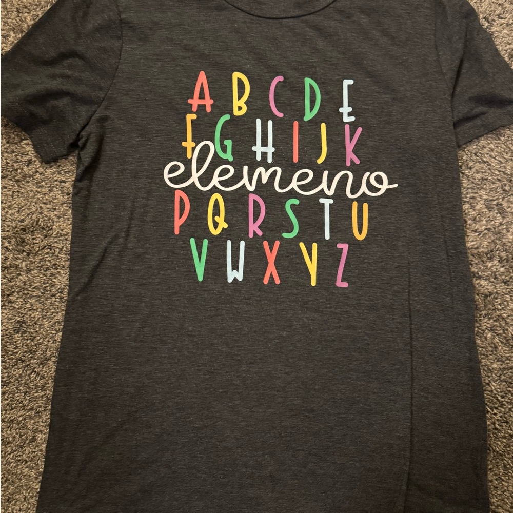 Alphabet Graphic Teacher T-Shirt - Charcoal